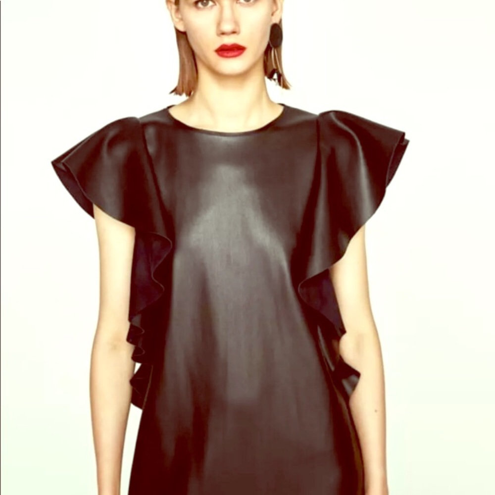 Zara faux lether tunic/mini dress size M ruffle